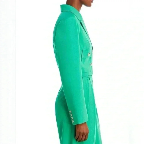 AQUA Women’s Cropped Linen Blend Blazer Flap  Pockets Button Front - NWT - Picture 4 of 10